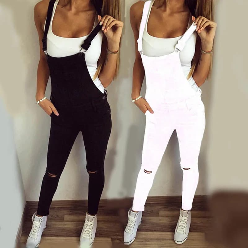 Distressed Long Overalls — view 1 Distressed Long Overalls — view 1