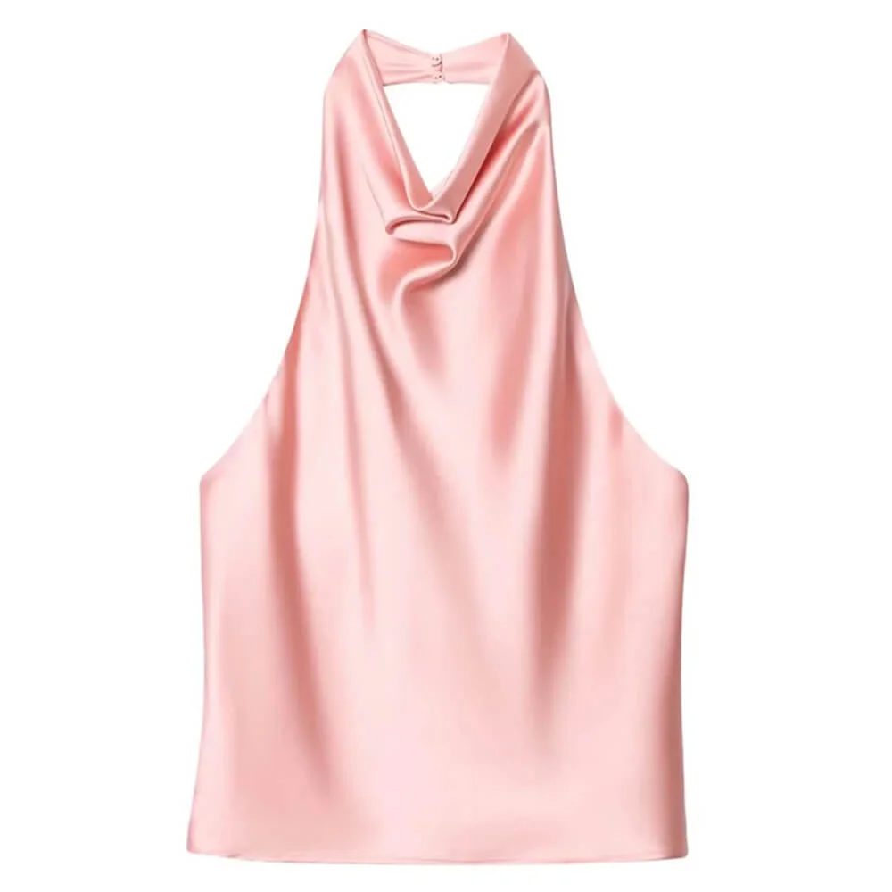 Old Money Satin Halter Top — view 3 Old Money Satin Halter Top — view 3