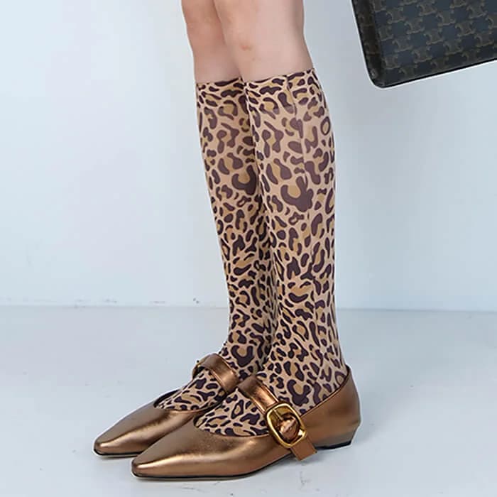 Wild Aura Leopard Print Socks — view 2 Wild Aura Leopard Print Socks — view 2