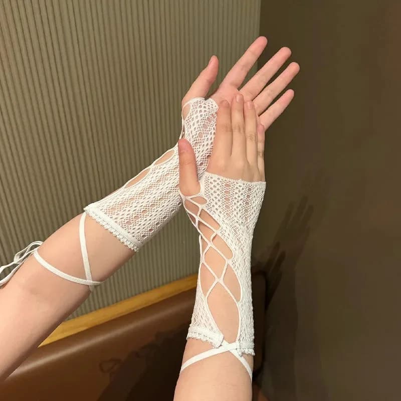 Coquette Lace Fingerless Gloves — view 2 Coquette Lace Fingerless Gloves — view 2