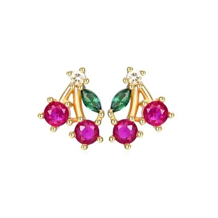 Aesthetic Pink Cherry Earrings — view 2 Aesthetic Pink Cherry Earrings — view 2