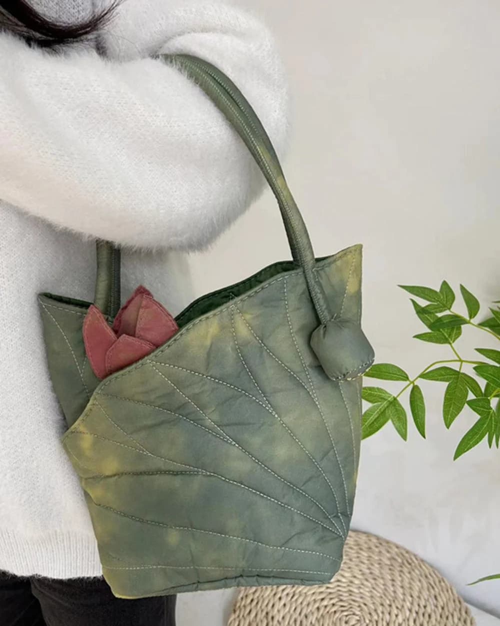 Fairycore Aesthetic Lotus Leaf Bag — view 3 Fairycore Aesthetic Lotus Leaf Bag — view 3