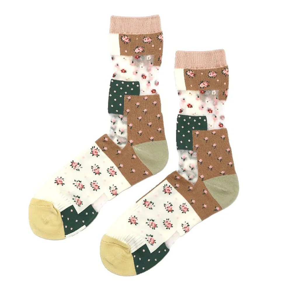 Cottagecore Patchwork Mesh Socks — view 1 Cottagecore Patchwork Mesh Socks — view 1