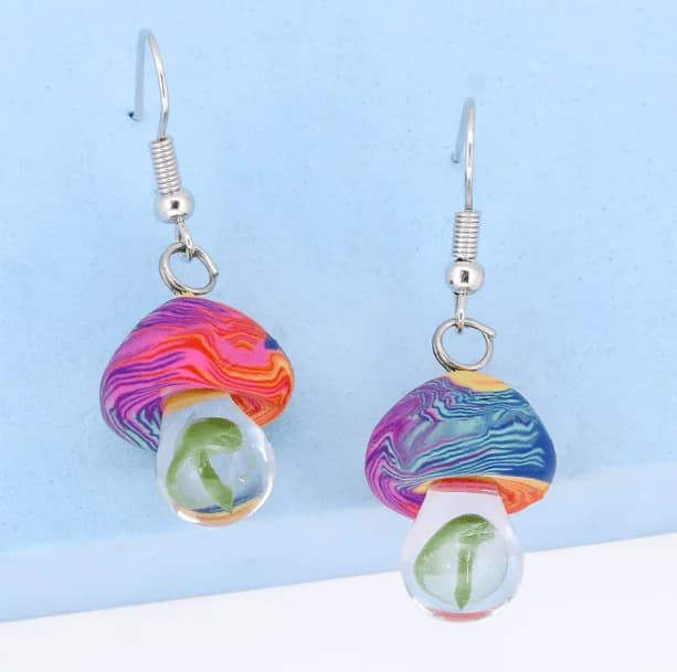 Psychedelic Mushroom Earrings — view 2 Psychedelic Mushroom Earrings — view 2