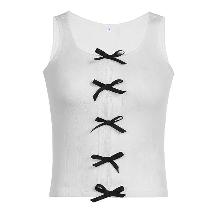 Spliced Split Y2K Bow Tank Top — view 1 Spliced Split Y2K Bow Tank Top — view 1