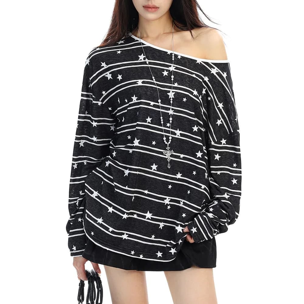 Star Print Long Sleeve T-Shirt — view 2 Star Print Long Sleeve T-Shirt — view 2
