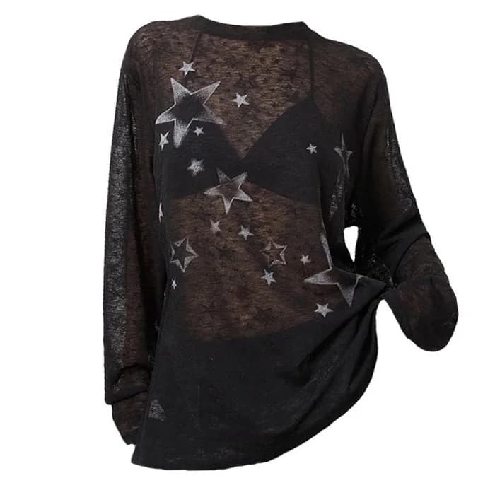 Star Girl Aesthetic Long Sleeve Top — view 1 Star Girl Aesthetic Long Sleeve Top — view 1