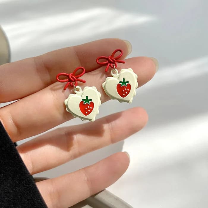 Kawaii Strawberry Earrings — view 2 Kawaii Strawberry Earrings — view 2
