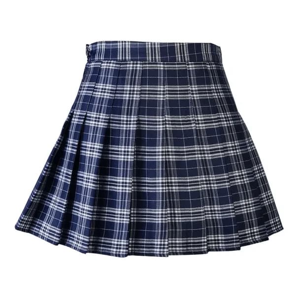 Navy Blue Plated Mini Skirt — view 1 Navy Blue Plated Mini Skirt — view 1
