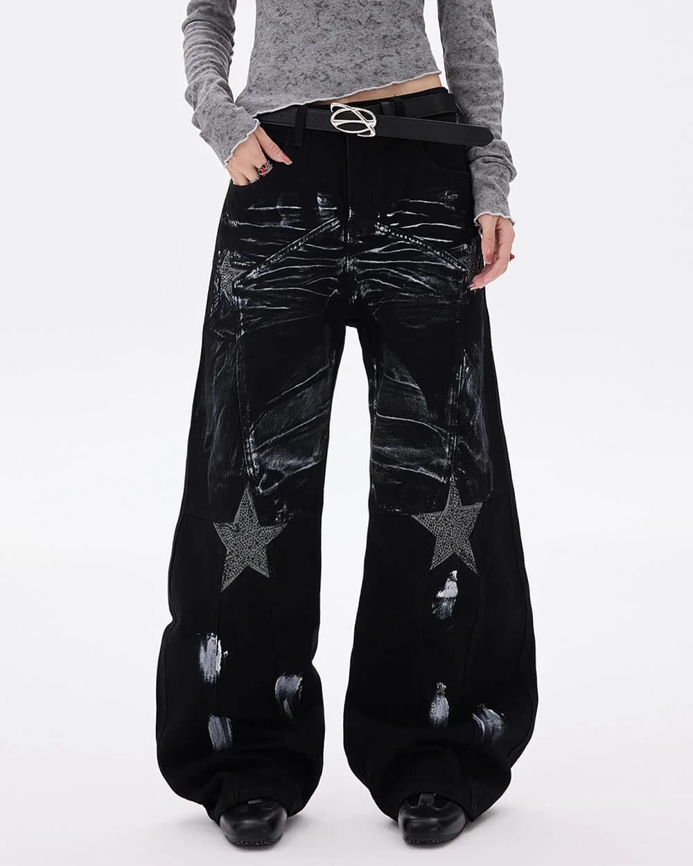 Black Star Wide Leg Jeans — view 2 Black Star Wide Leg Jeans — view 2