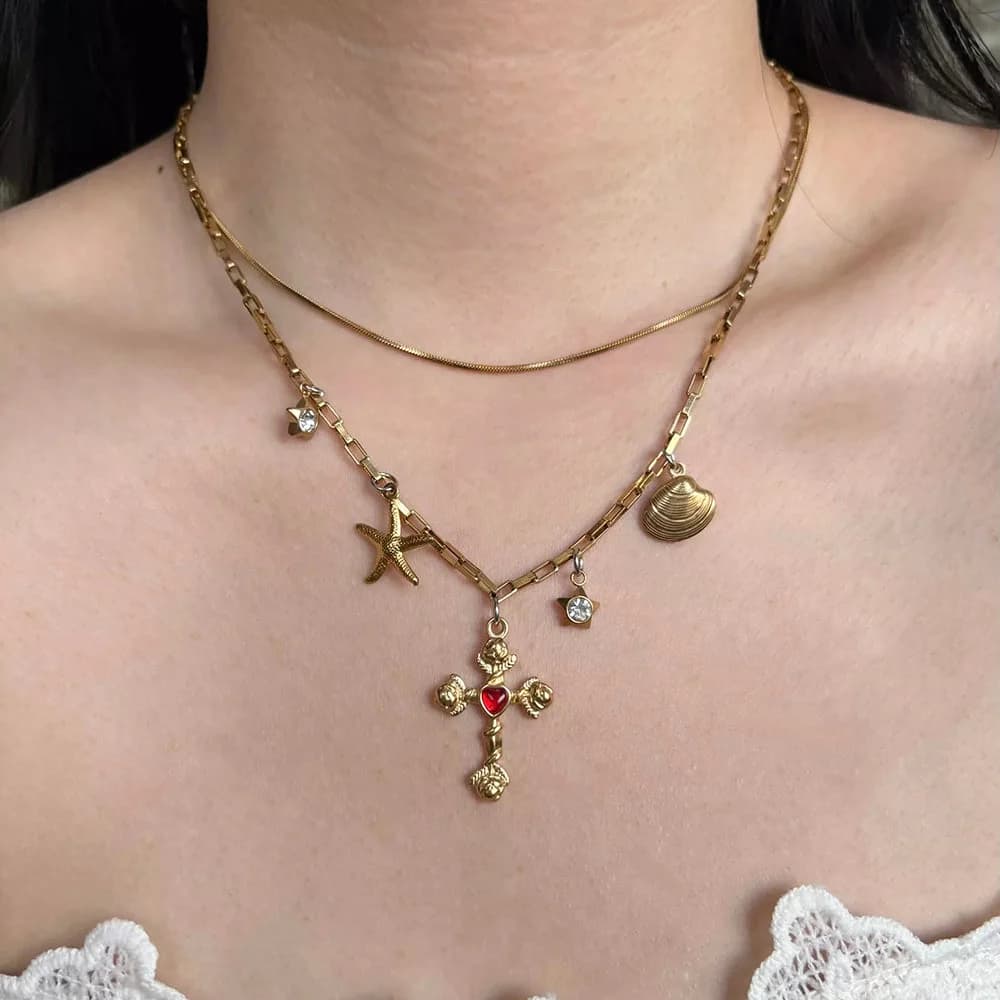 Mafia Mama Cross Necklace — view 2 Mafia Mama Cross Necklace — view 2