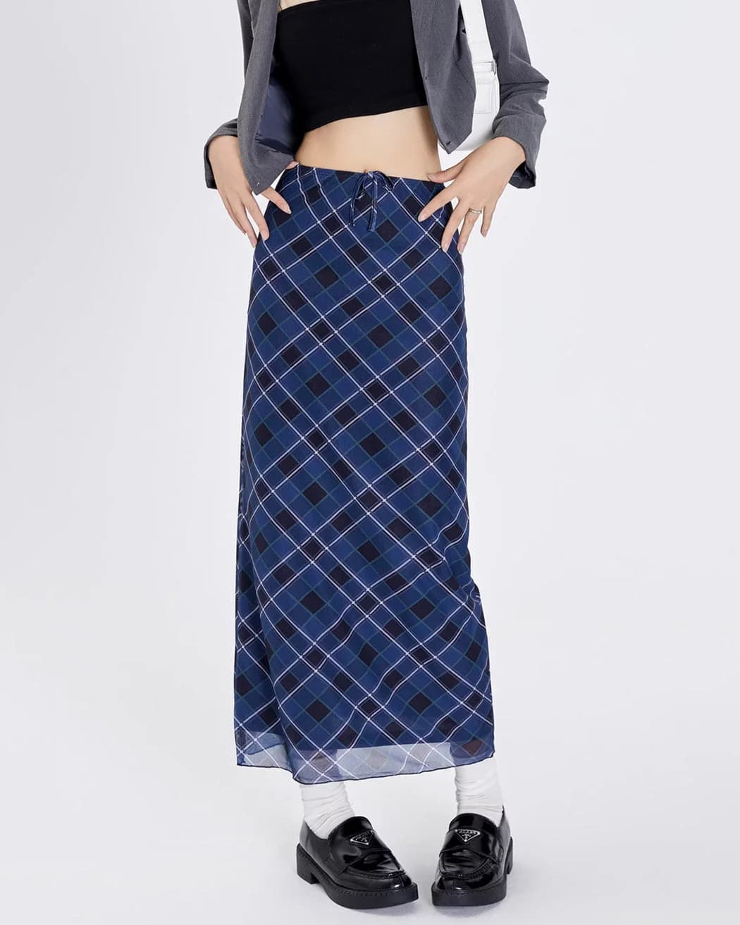 Best In Class Plaid Maxi Skirt in Blue — view 2 Best In Class Plaid Maxi Skirt in Blue — view 2