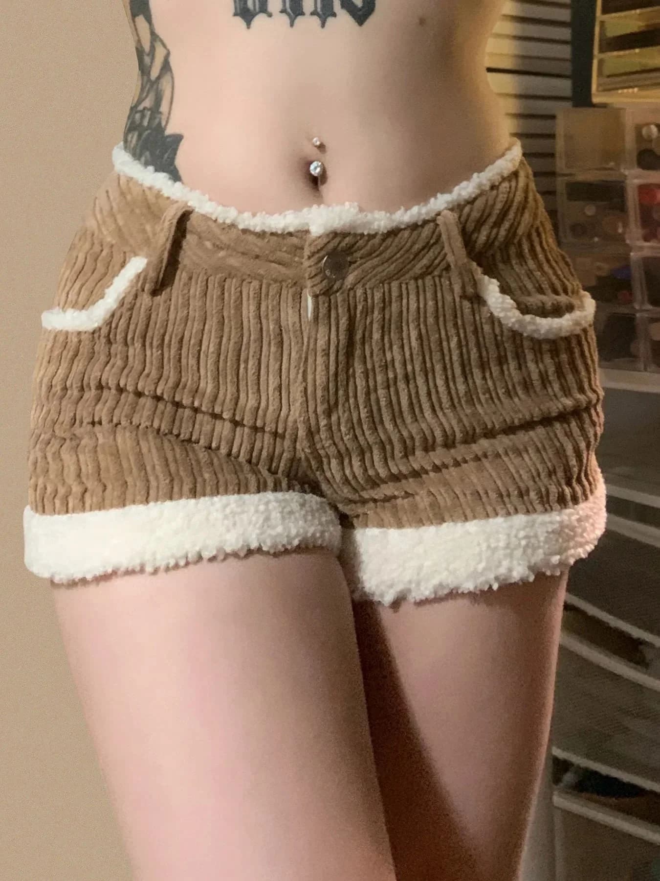 Soft Brown Corduroy Shorts — view 2 Soft Brown Corduroy Shorts — view 2