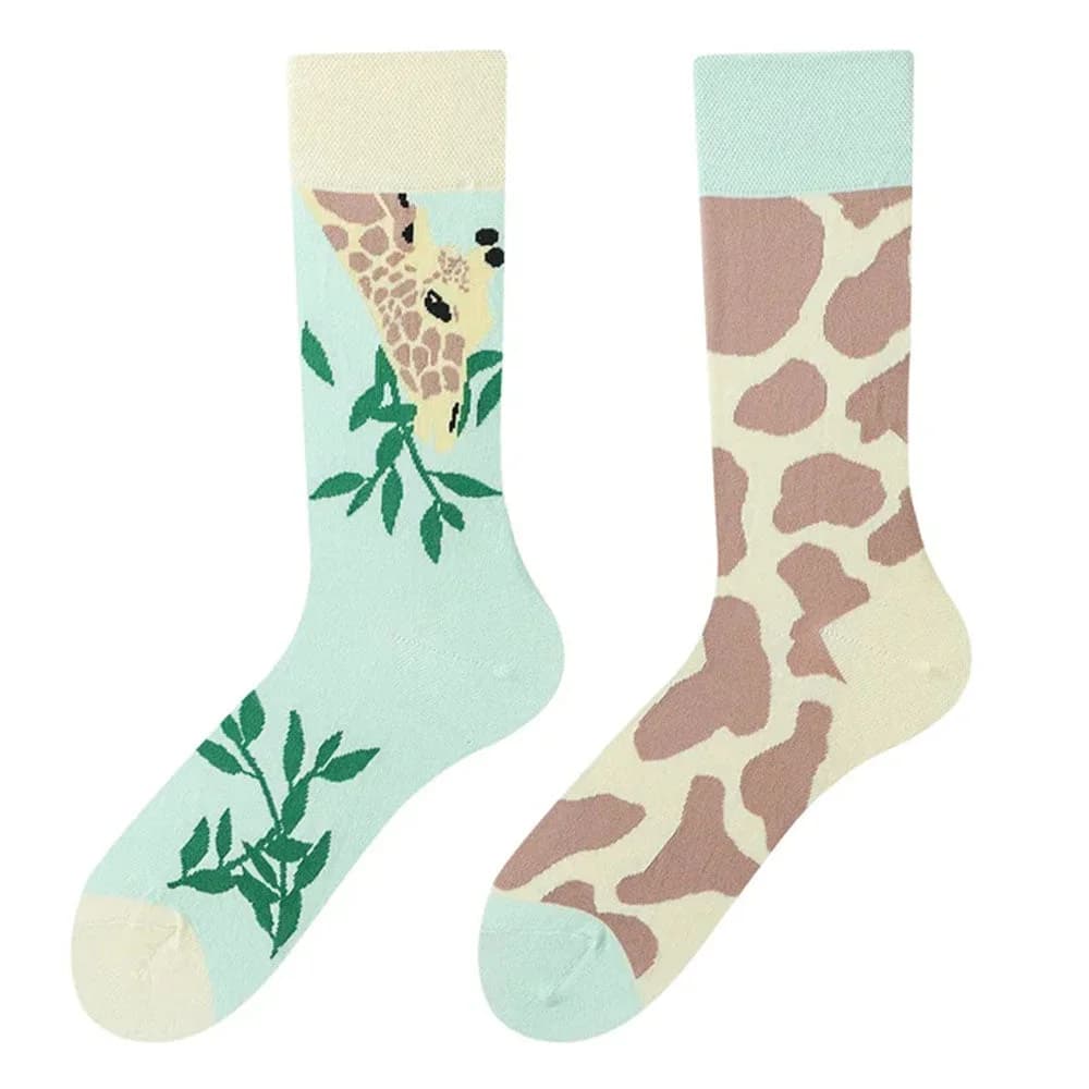 Giraffe Mismatched Socks — view 1 Giraffe Mismatched Socks — view 1