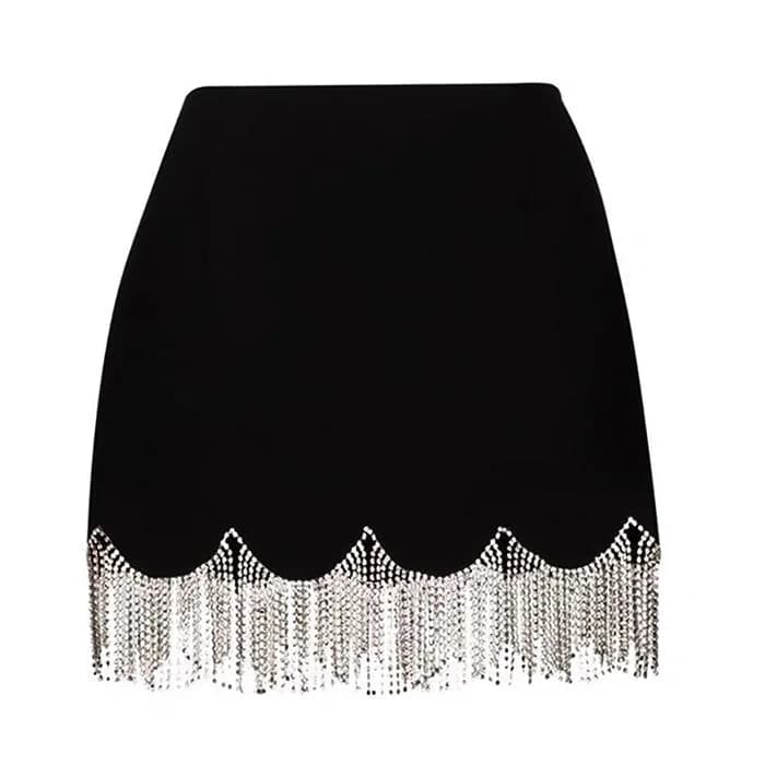 Midnight Rhinestone Fringe Skirt — view 1 Midnight Rhinestone Fringe Skirt — view 1