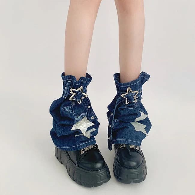 Y2K Star Denim Leg Warmers — view 2 Y2K Star Denim Leg Warmers — view 2