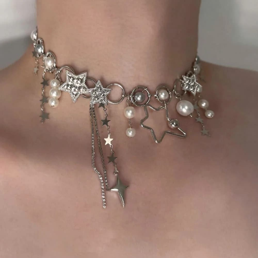 Rhinestone Star Pendant Necklace — view 2 Rhinestone Star Pendant Necklace — view 2