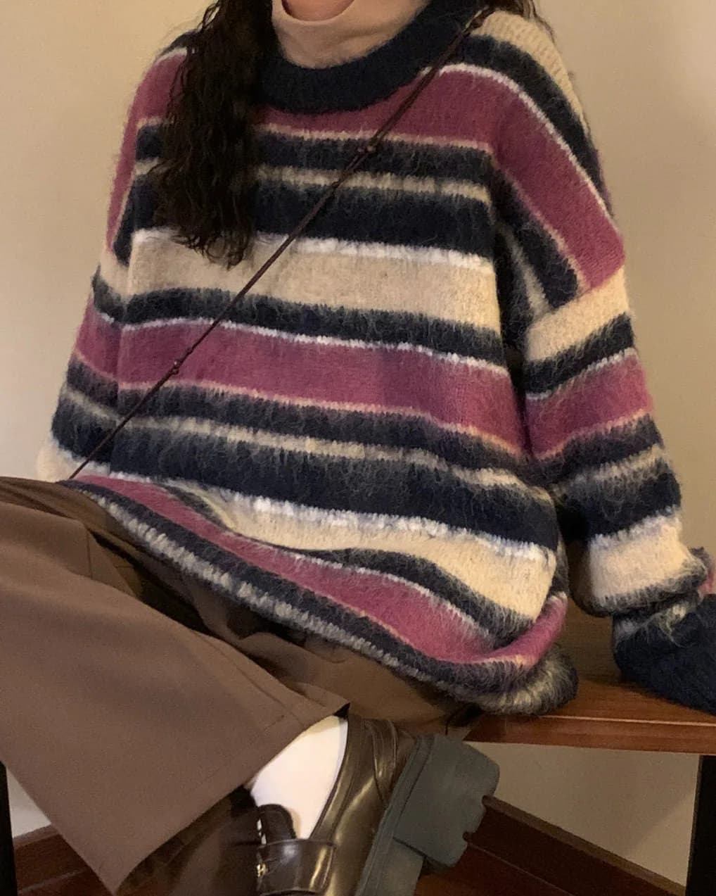 Blueberry & Cream Striped Sweater — view 2 Blueberry & Cream Striped Sweater — view 2
