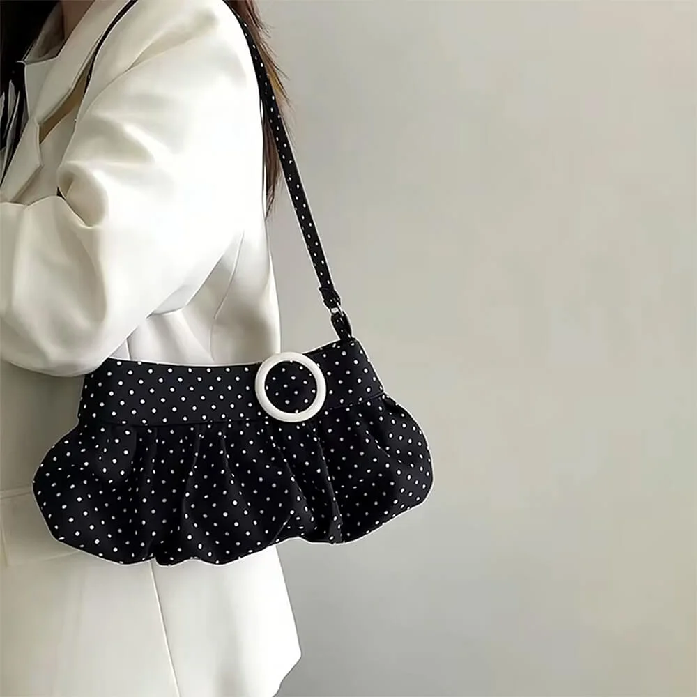 Coquette Polka Dot Ruched Bag — view 2 Coquette Polka Dot Ruched Bag — view 2