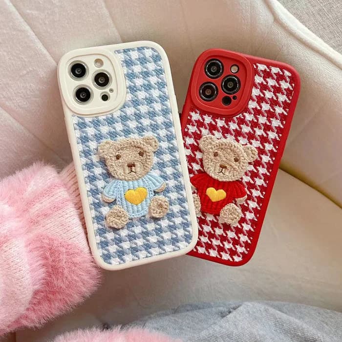 Bear Embroidered iPhone Case — view 2 Bear Embroidered iPhone Case — view 2
