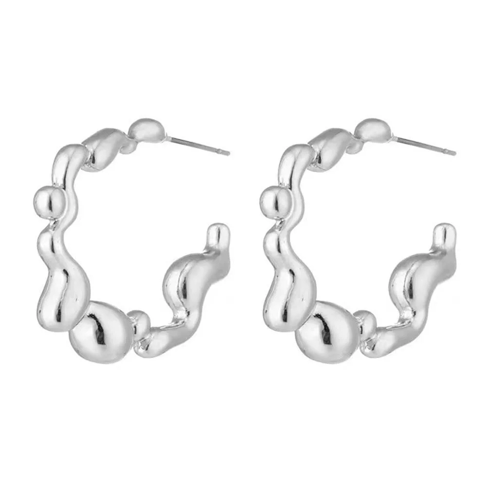 Metal Drops Hoop Earrings — view 1 Metal Drops Hoop Earrings — view 1