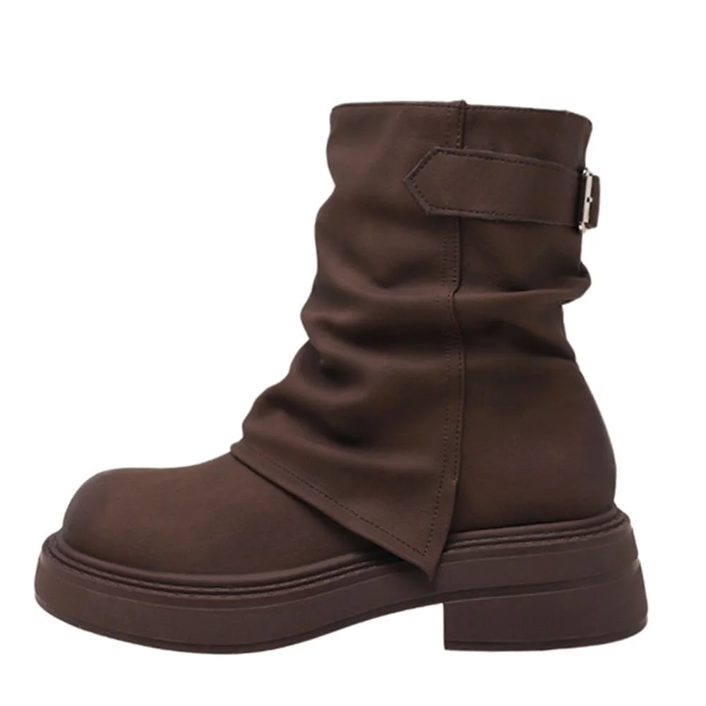 Normandy Countryside Brown Platform Calf Boots — view 1 Normandy Countryside Brown Platform Calf Boots — view 1