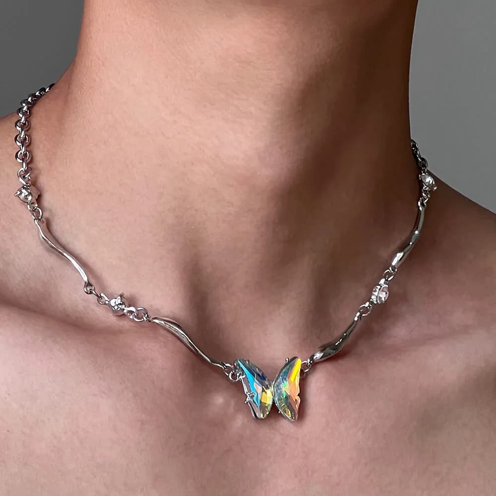Holographic Butterfly Metal Necklace — view 3 Holographic Butterfly Metal Necklace — view 3