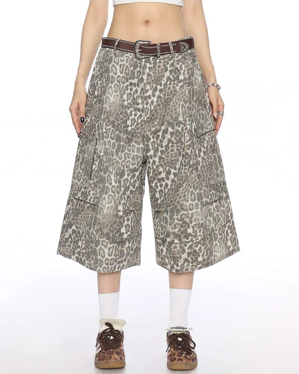 Animal Instincts Leopard Print Cargo Shorts — view 2 Animal Instincts Leopard Print Cargo Shorts — view 2