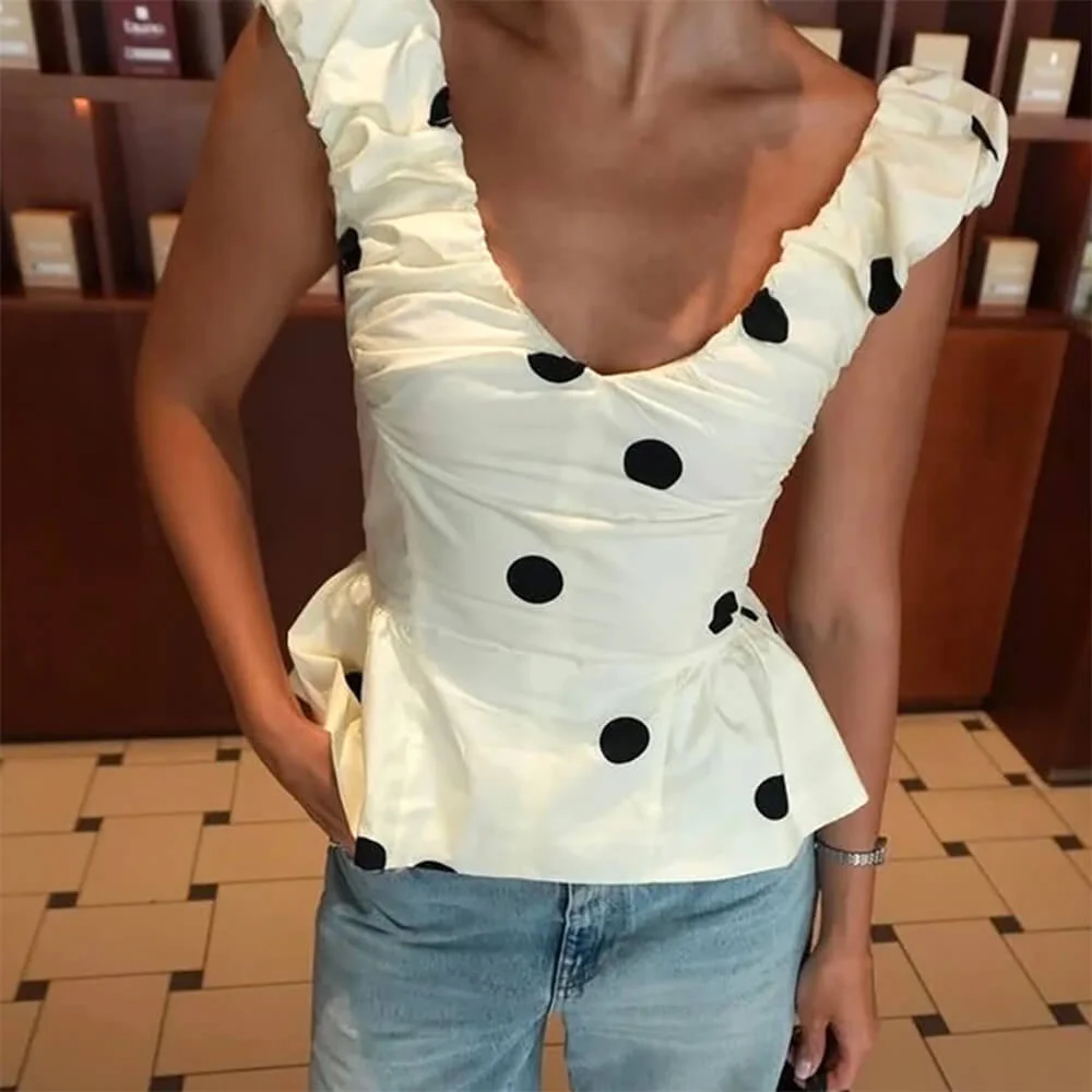 Polka Dot Ruffle Top — view 1 Polka Dot Ruffle Top — view 1