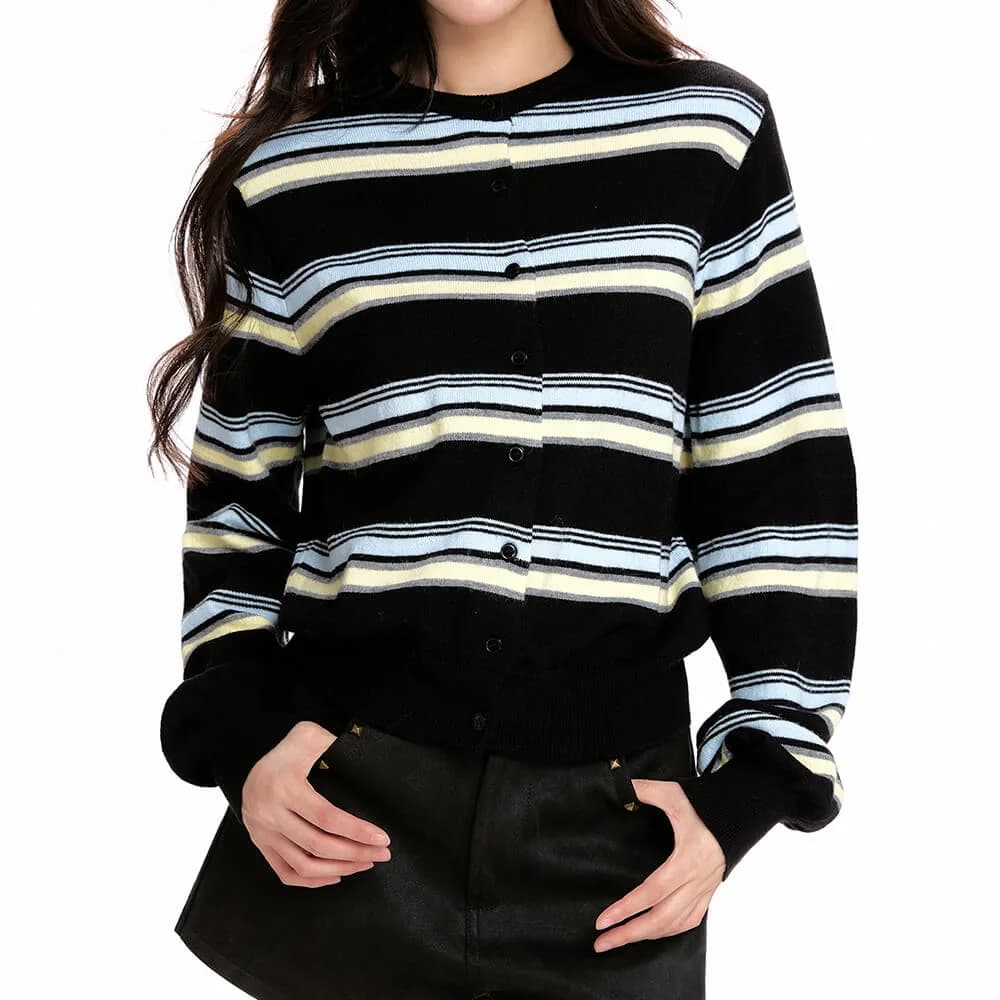 Drama Dealer Striped Cardigan — view 1 Drama Dealer Striped Cardigan — view 1