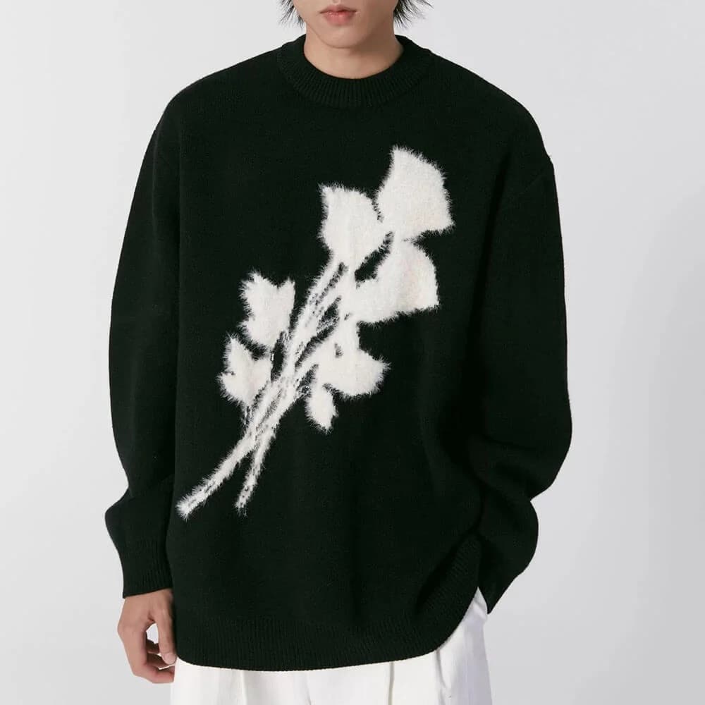 Grunge Aesthetic Rose Print Sweater — view 2 Grunge Aesthetic Rose Print Sweater — view 2