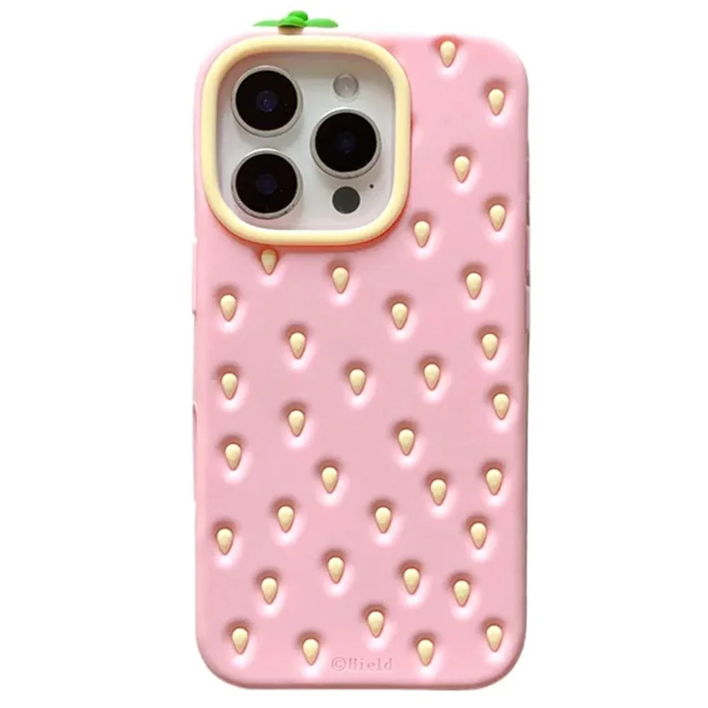 Pink Strawberry 3D iPhone Case — view 1 Pink Strawberry 3D iPhone Case — view 1