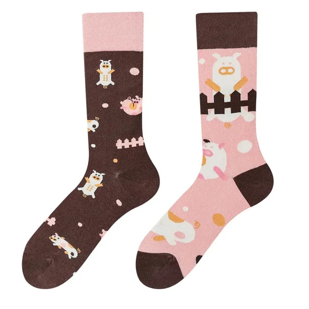Cute Pig Mismatched Socks — view 1 Cute Pig Mismatched Socks — view 1