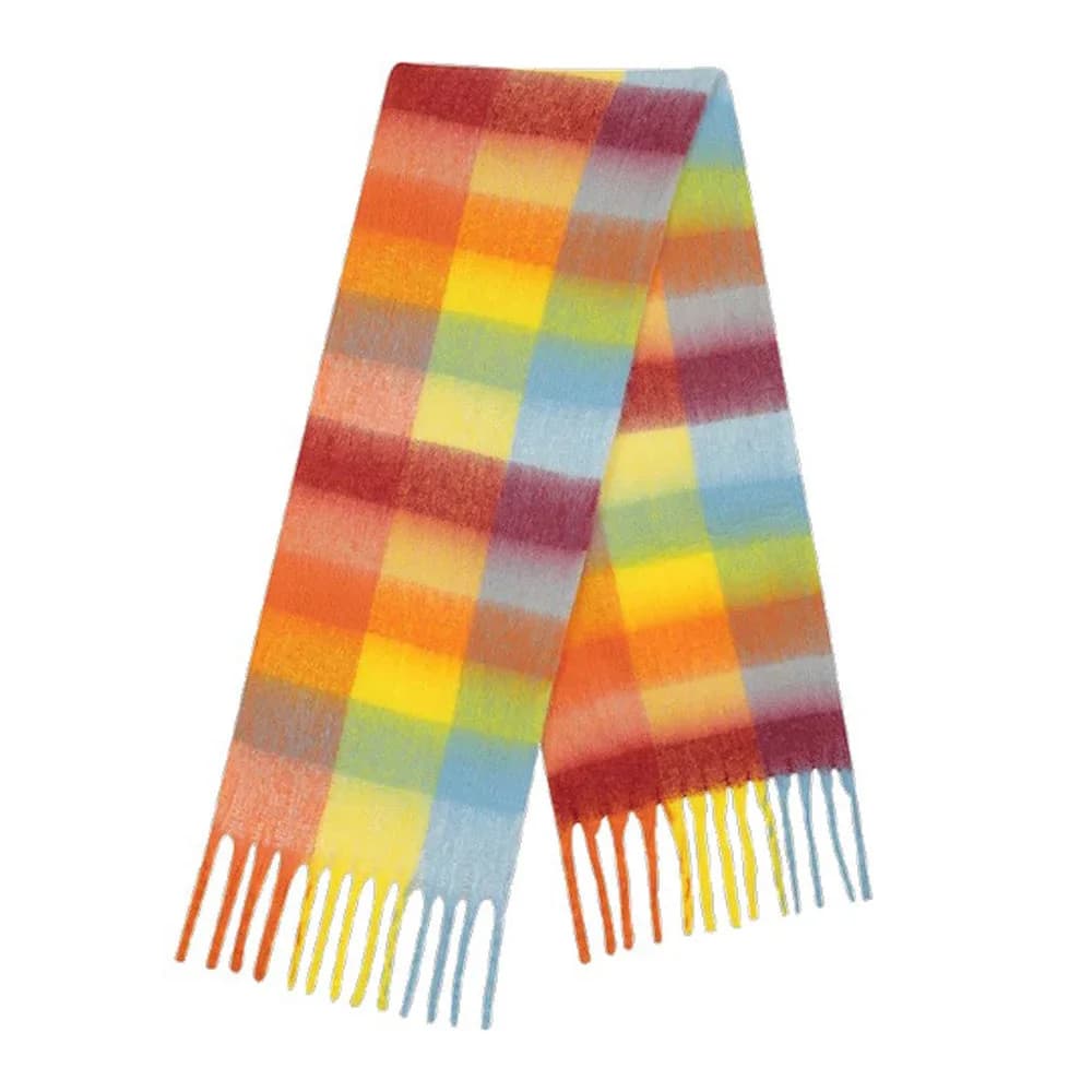 Colorful Plaid Pattern Scarf — view 1 Colorful Plaid Pattern Scarf — view 1