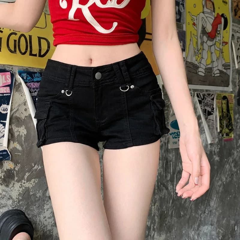 90s Retro Black Denim Shorts — view 2 90s Retro Black Denim Shorts — view 2