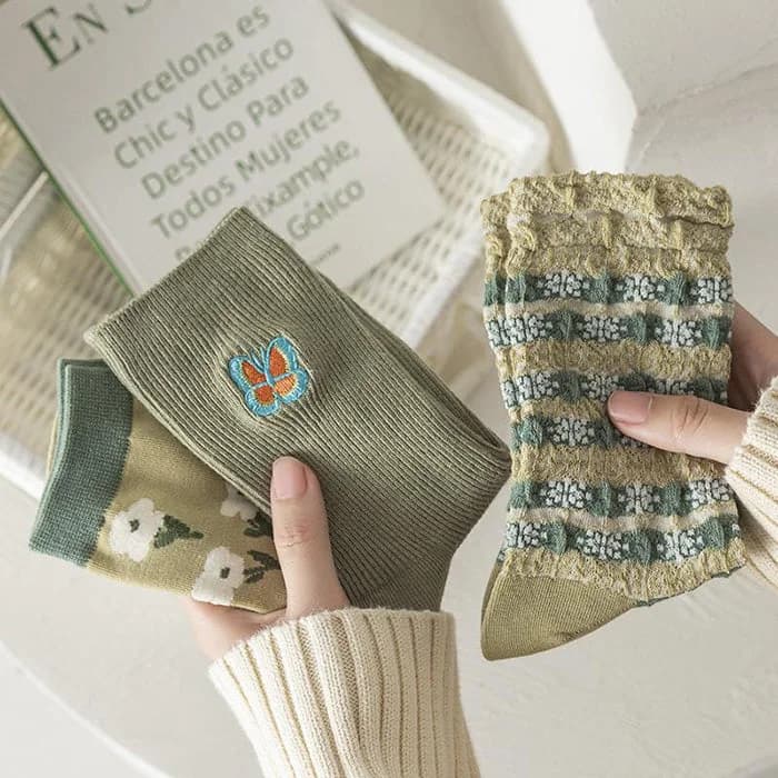 Pastel Green Aesthetic Socks — view 1 Pastel Green Aesthetic Socks — view 1
