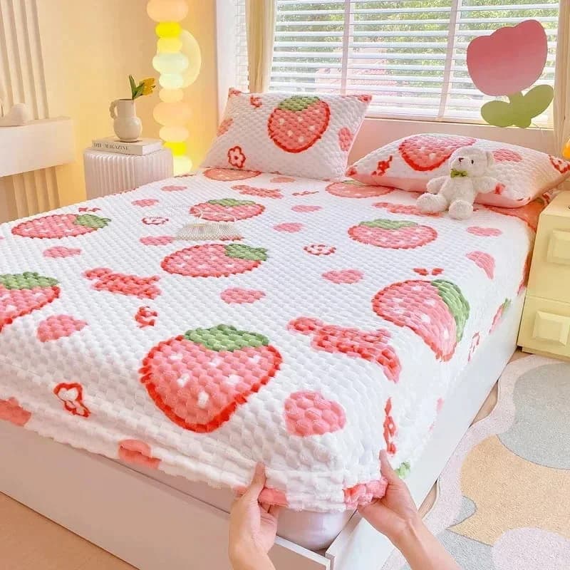 Kawaii Plush Fitted and Textured Bedding Set — view 2 Kawaii Plush Fitted and Textured Bedding Set — view 2
