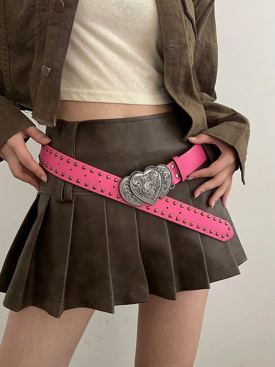 Y2K Pink Double Heart Belt — view 2 Y2K Pink Double Heart Belt — view 2