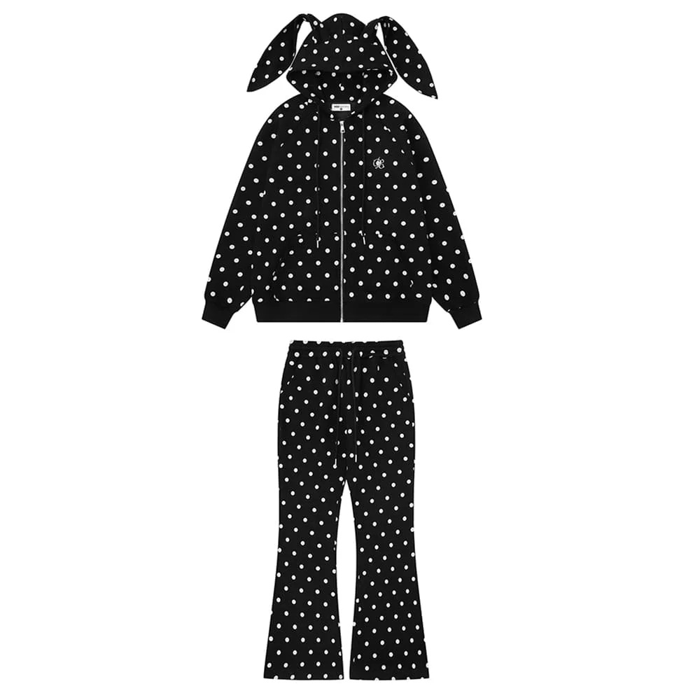 Bunny Polka Dot Hoodie Pants Co-ord — view 1 Bunny Polka Dot Hoodie Pants Co-ord — view 1