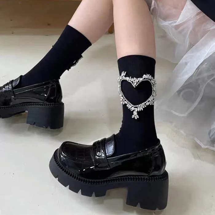 Heart Rhinestone Socks — view 1 Heart Rhinestone Socks — view 1