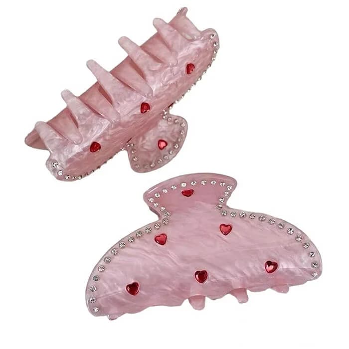 Korean Heart Rhinestone Hair Claw — view 2 Korean Heart Rhinestone Hair Claw — view 2