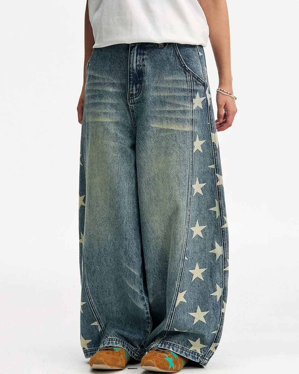 Star Print Barrel Jeans — view 3 Star Print Barrel Jeans — view 3