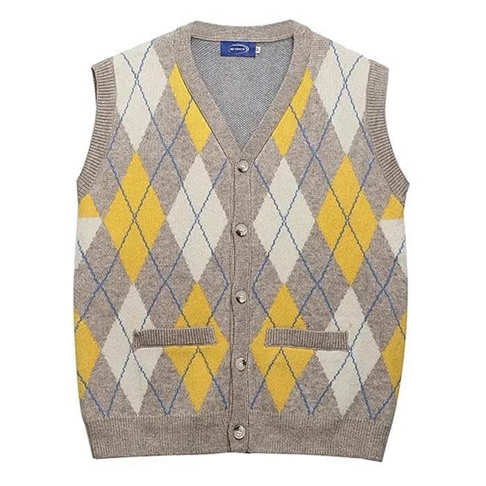 Argyle Button Up Grandpa Knit Vest — view 2 Argyle Button Up Grandpa Knit Vest — view 2