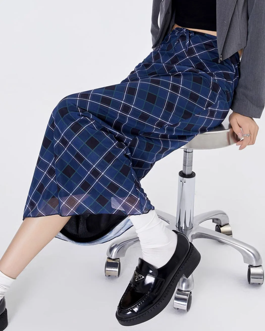 Best In Class Plaid Maxi Skirt in Blue — view 1 Best In Class Plaid Maxi Skirt in Blue — view 1