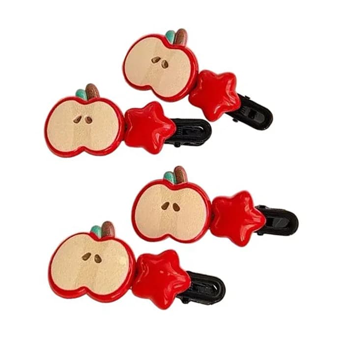 Y2K Apple & Star Hair Clips — view 2 Y2K Apple & Star Hair Clips — view 2