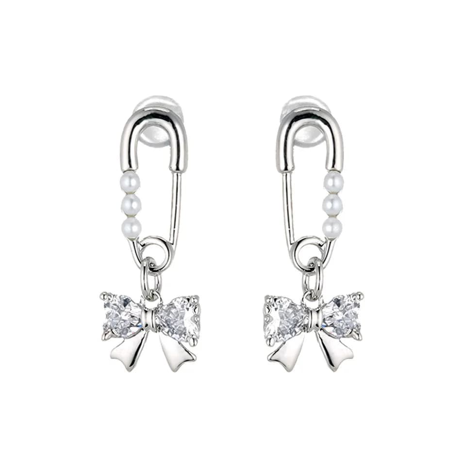 Pin & Bow Drop Earrings — view 1 Pin & Bow Drop Earrings — view 1