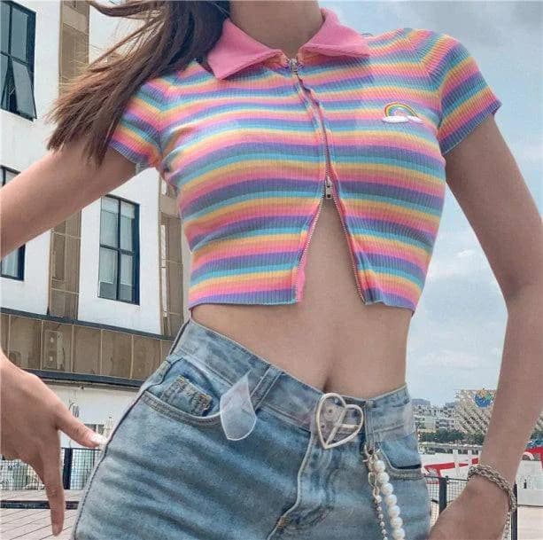 Rainbow Zipper Up Top — view 3 Rainbow Zipper Up Top — view 3