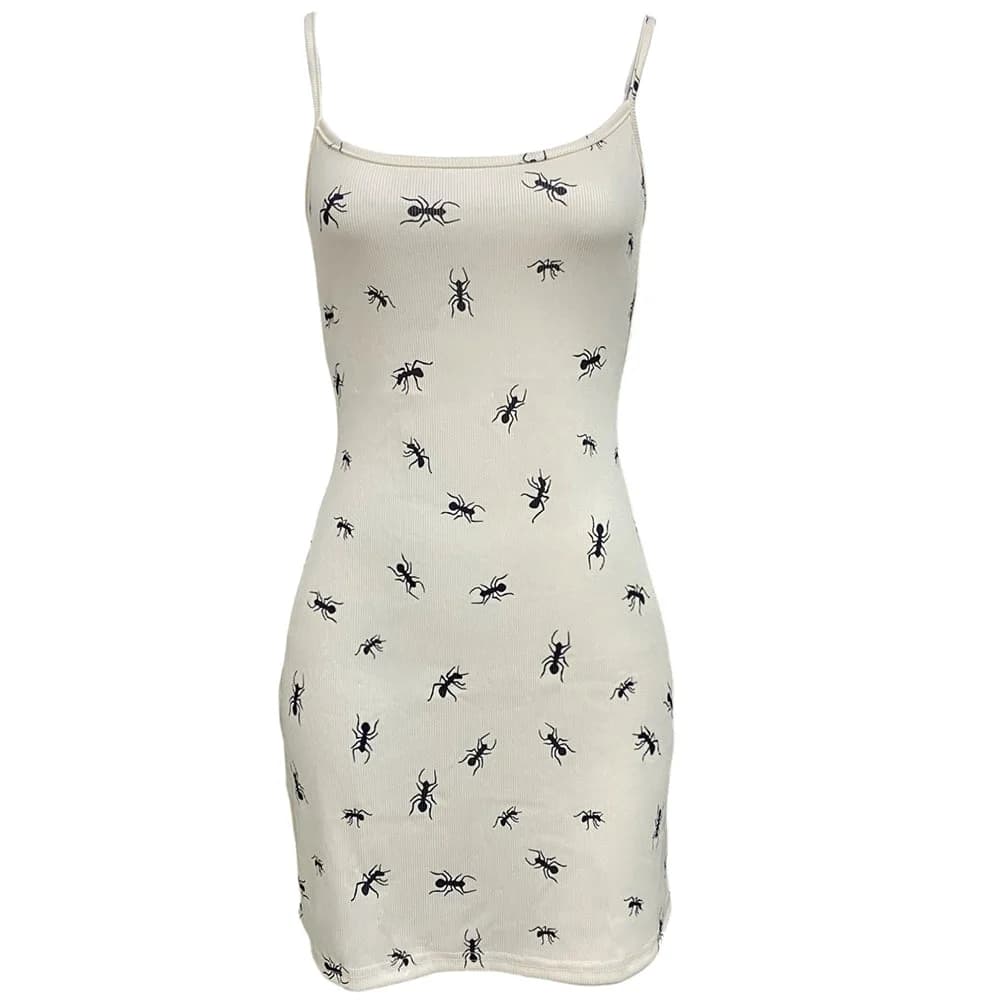 All Over Ant Print Ribbed Slip Dress — view 1 All Over Ant Print Ribbed Slip Dress — view 1