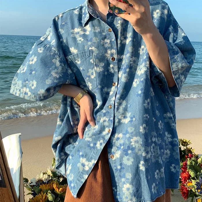 Forget-me-Not Denim Shirt — view 1 Forget-me-Not Denim Shirt — view 1