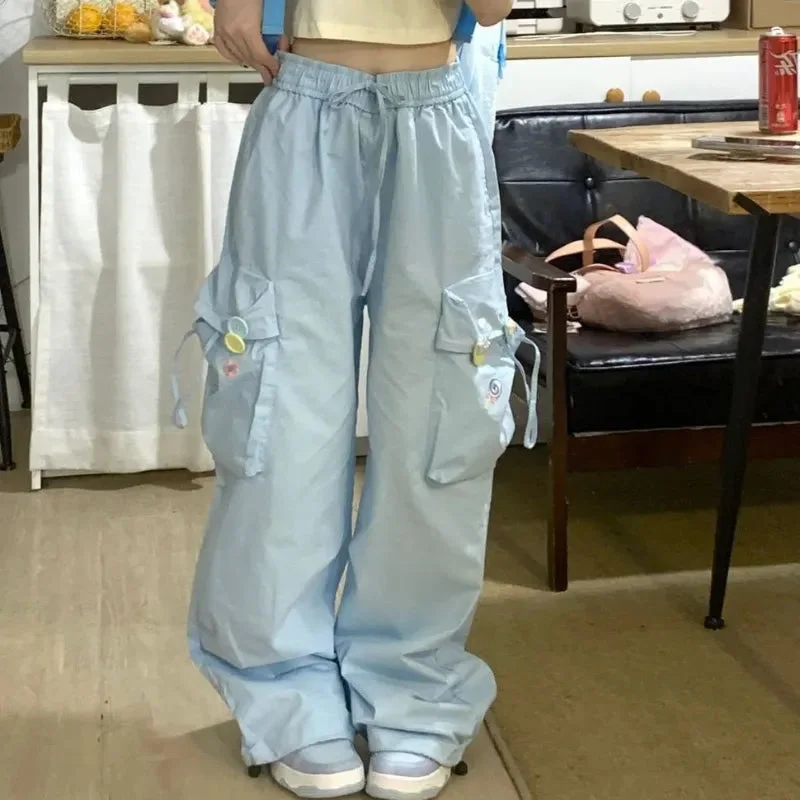 Baby Blue Kawaii Cargo Pants — view 2 Baby Blue Kawaii Cargo Pants — view 2